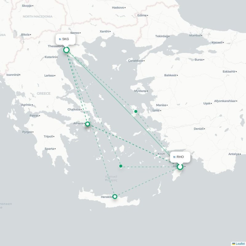 RHO - SKG route map