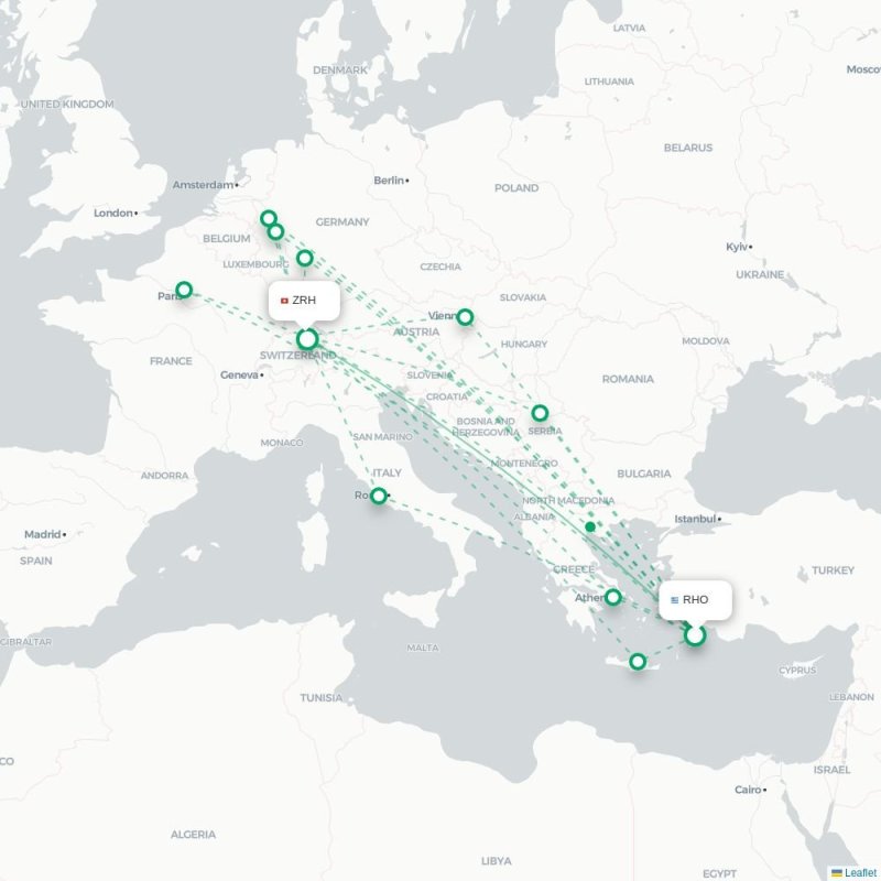 RHO - ZRH route map