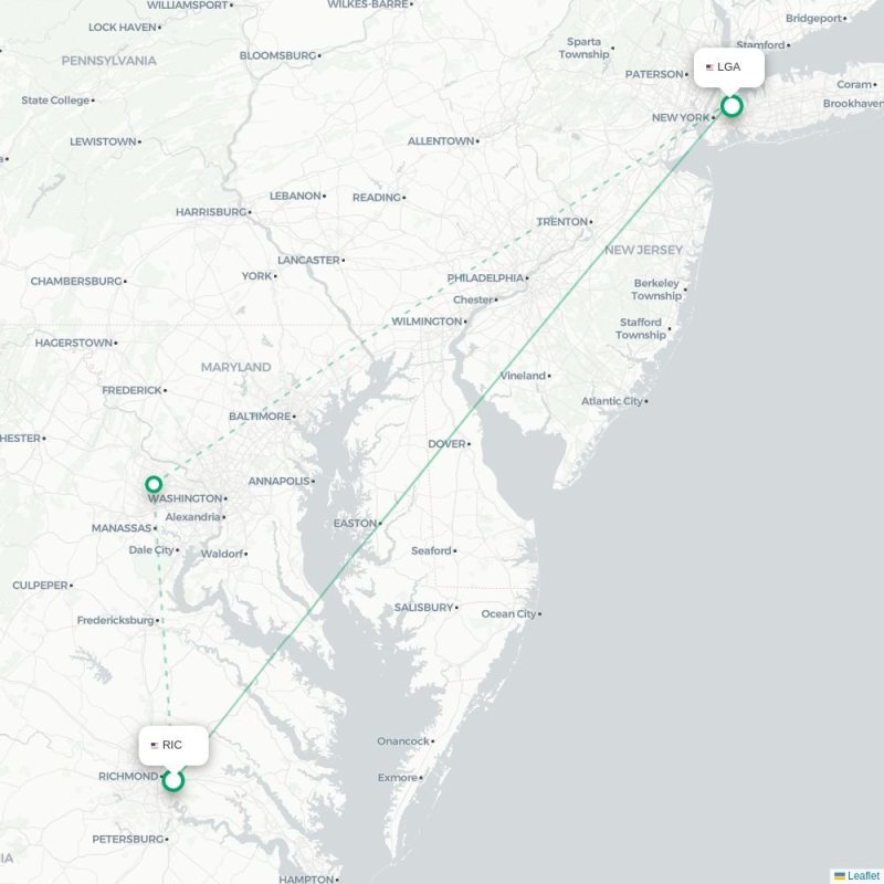 RIC - LGA route map