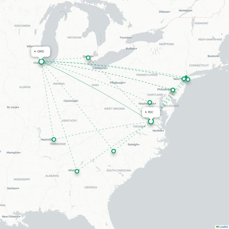 RIC - ORD route map