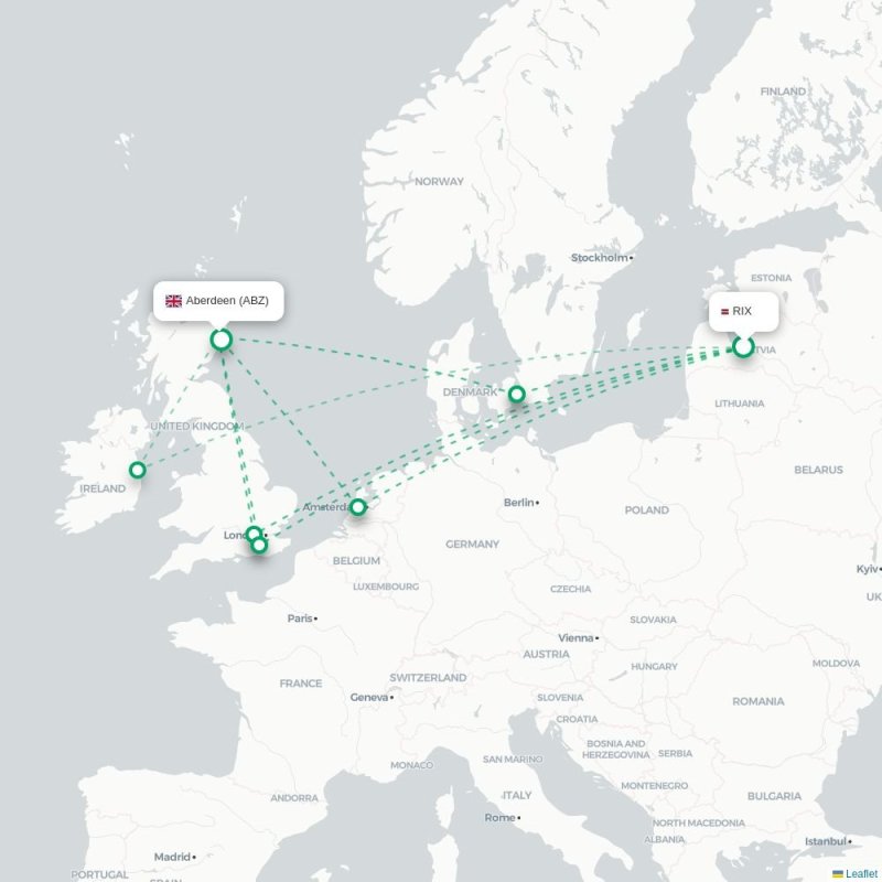 RIX - ABZ route map