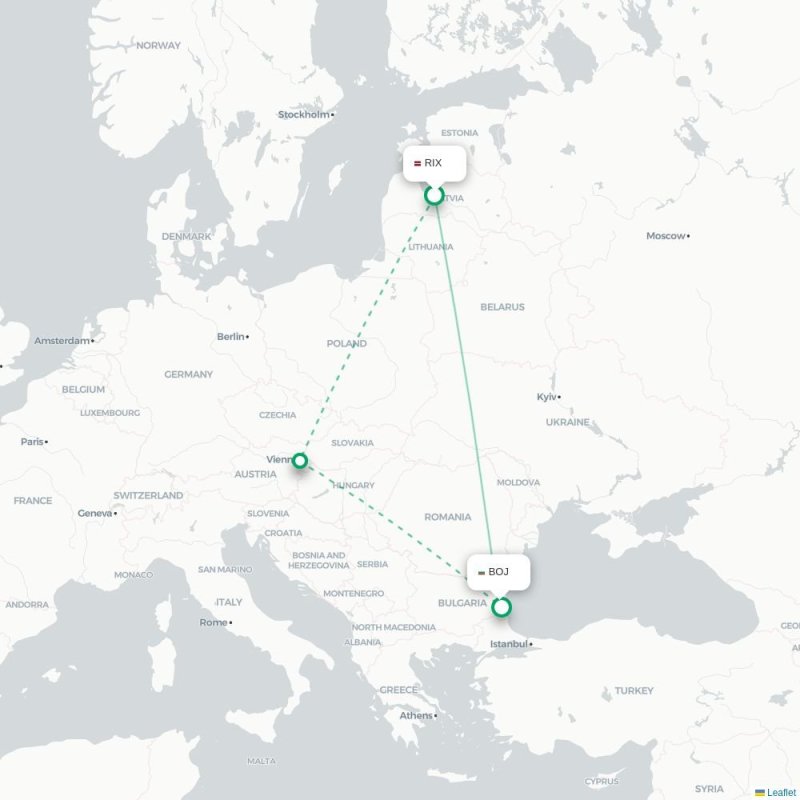 RIX - BOJ route map