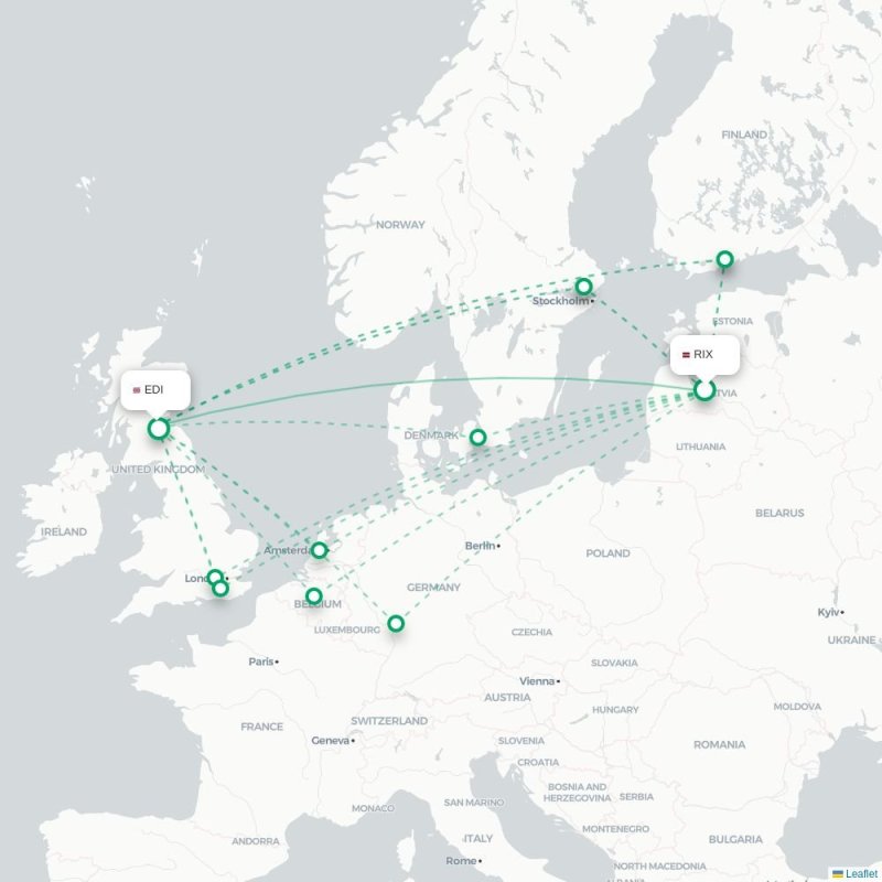 RIX - EDI route map
