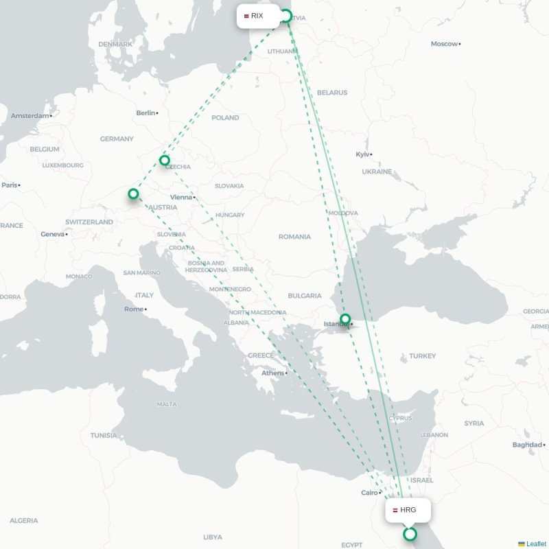 RIX - HRG route map