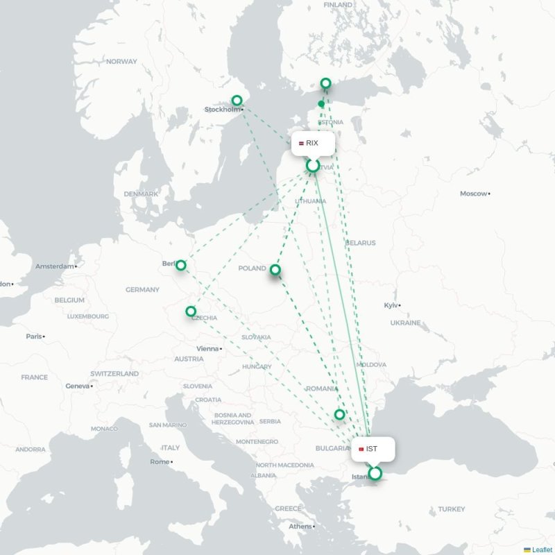 RIX - IST route map