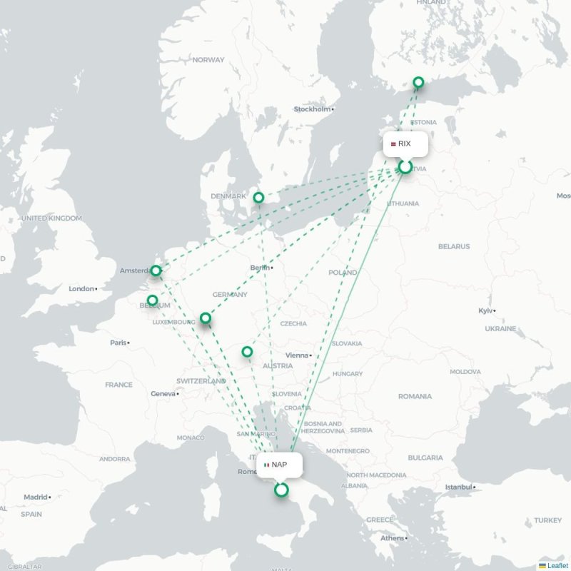 RIX - NAP route map