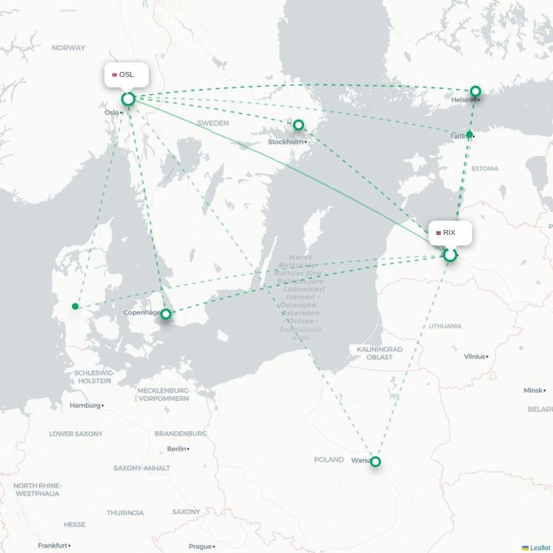 RIX - OSL route map