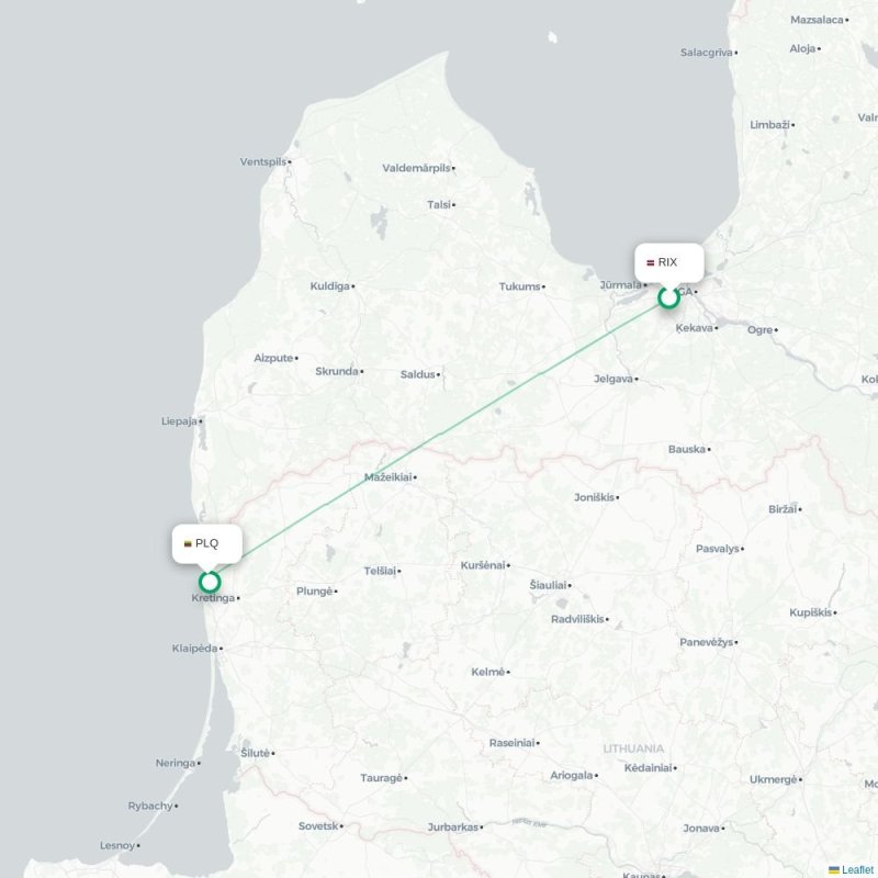 RIX - PLQ route map