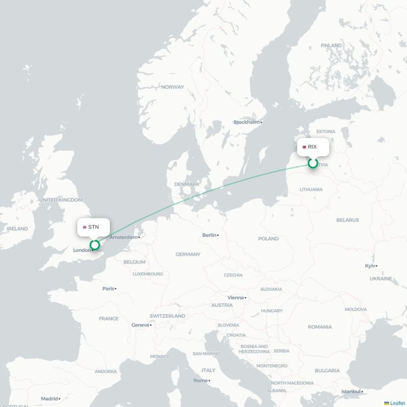 RIX - STN route map