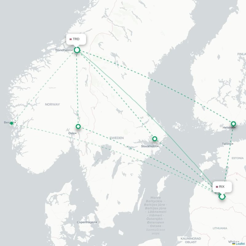 RIX - TRD route map