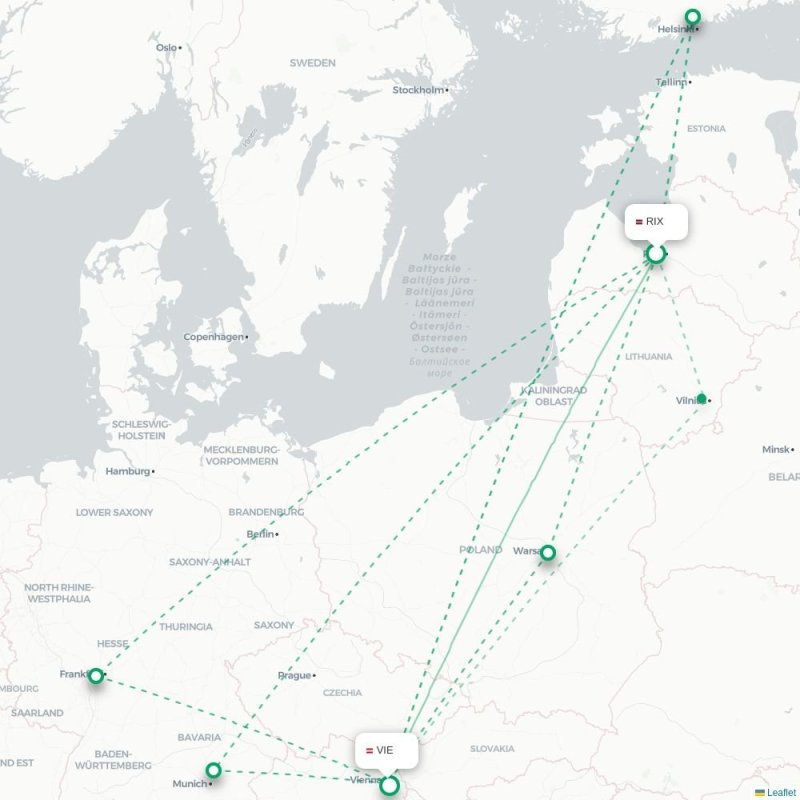 RIX - VIE route map