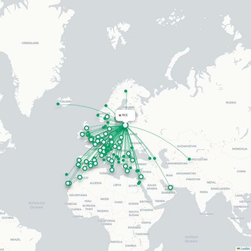 RIX - AYT route map