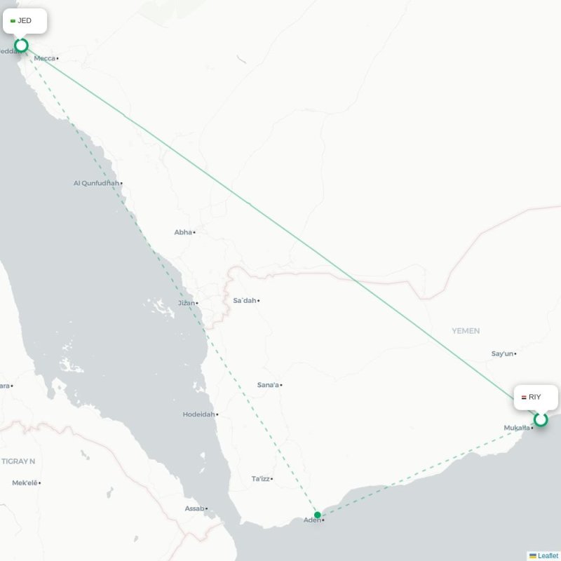RIY - JED route map