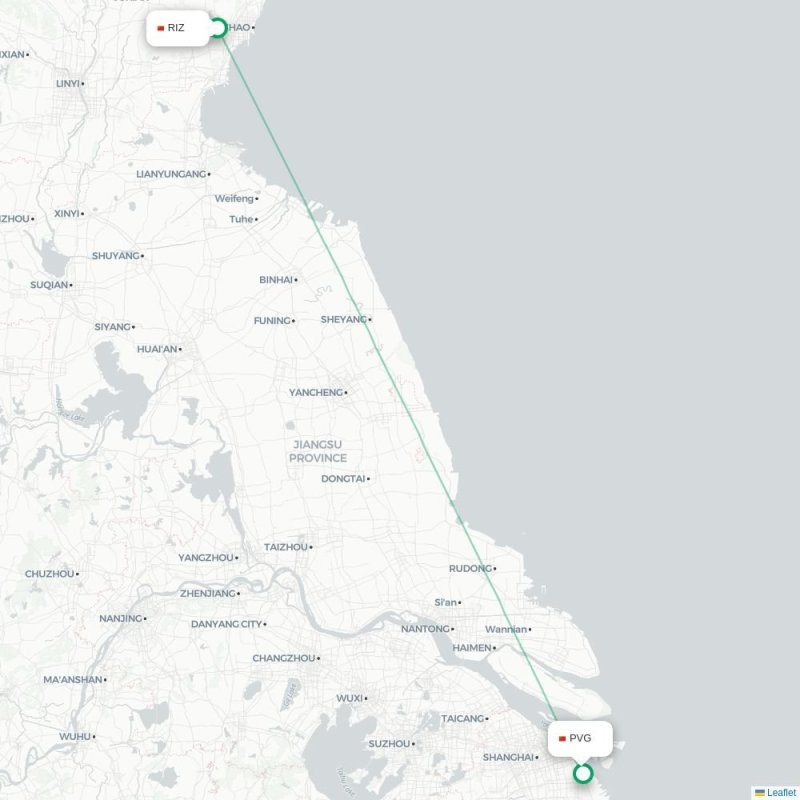 RIZ - PVG route map