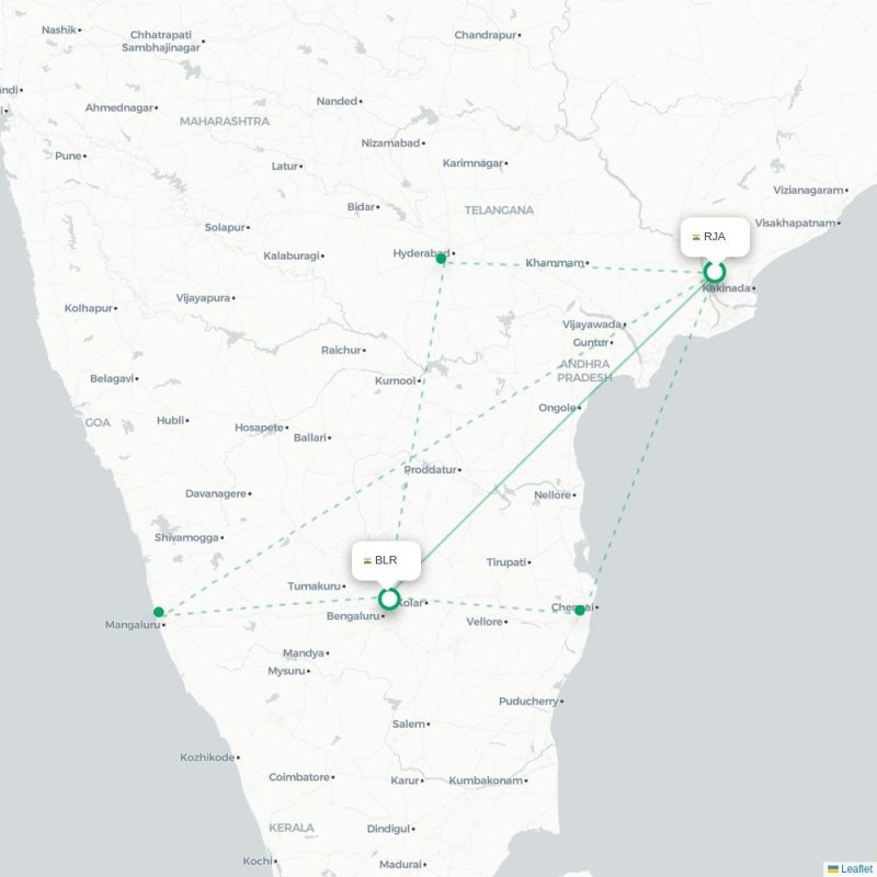 RJA - BLR route map