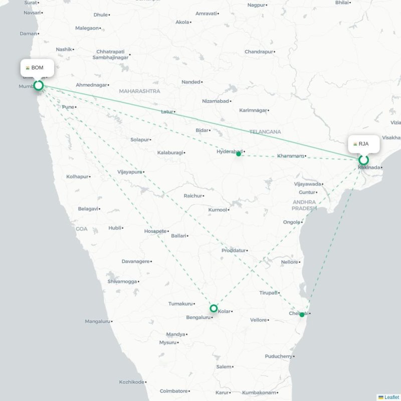 RJA - BOM route map