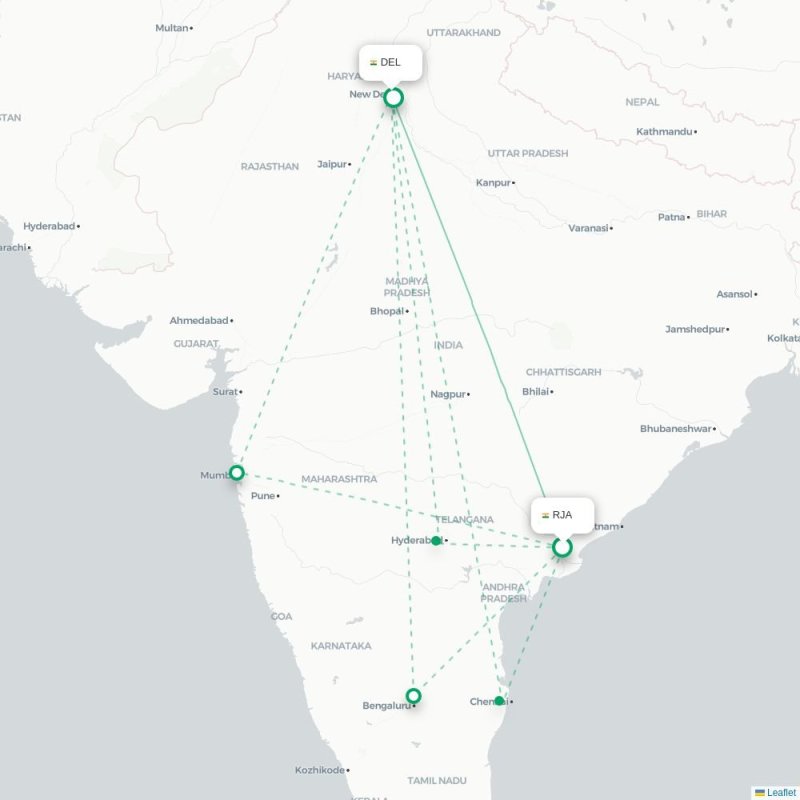 RJA - DEL route map
