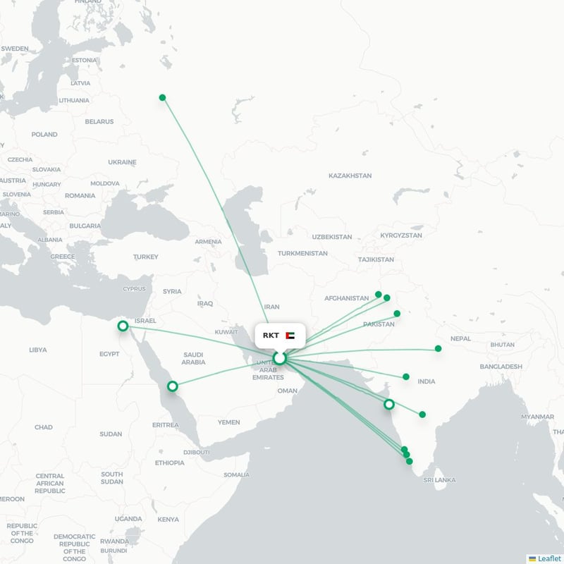 Route map Ras Al Khaimah  RKT airport