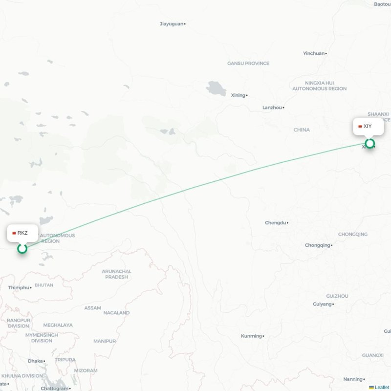 RKZ - XIY route map
