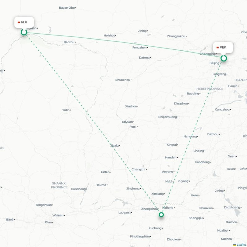 RLK - PEK route map