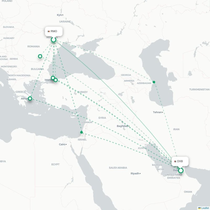 RMO - DXB route map