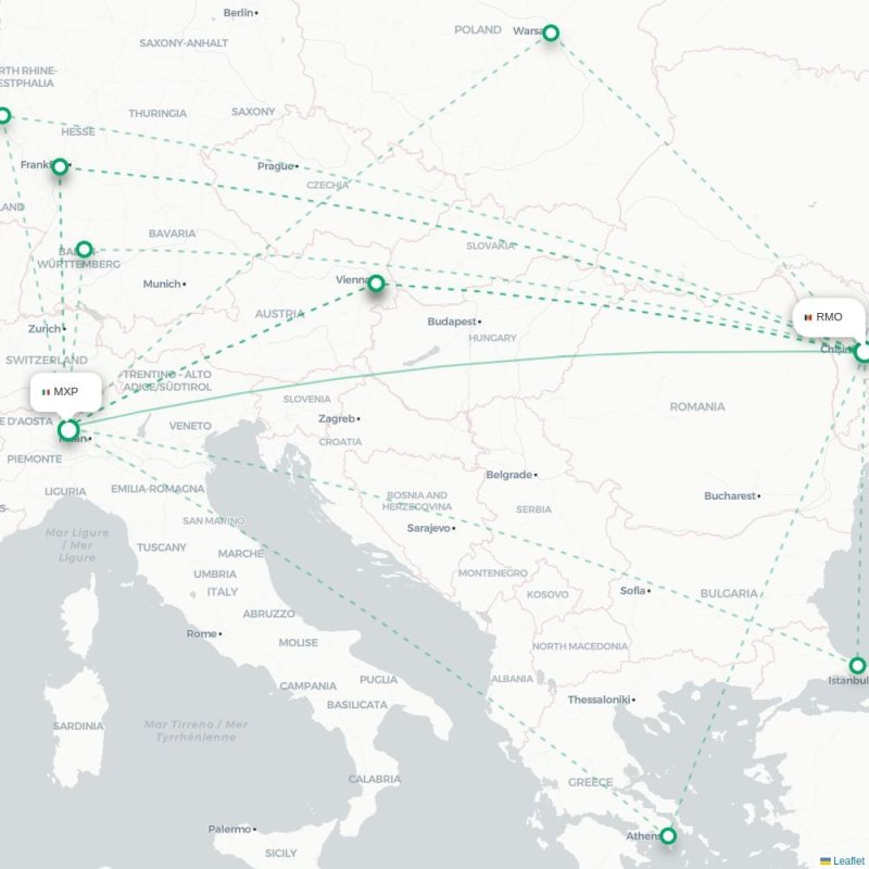 RMO - MXP route map
