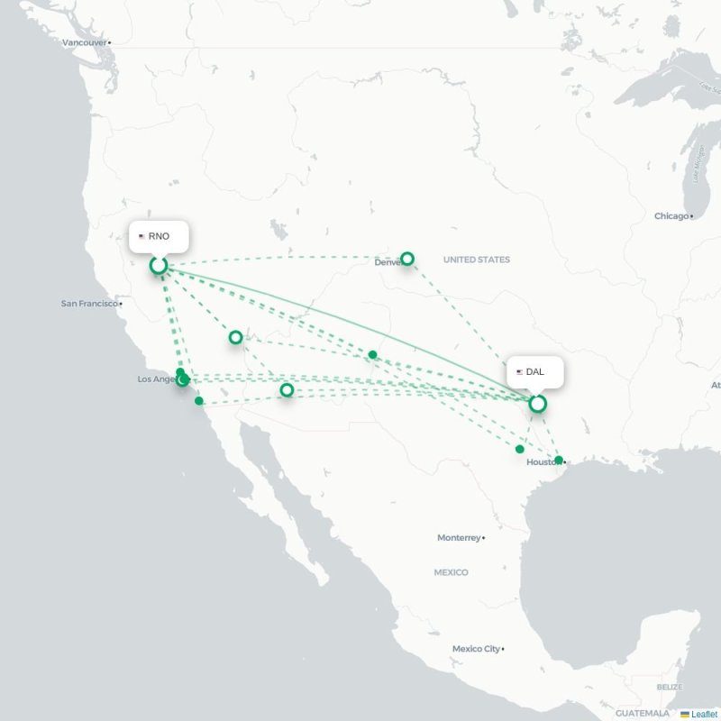 RNO - DAL route map