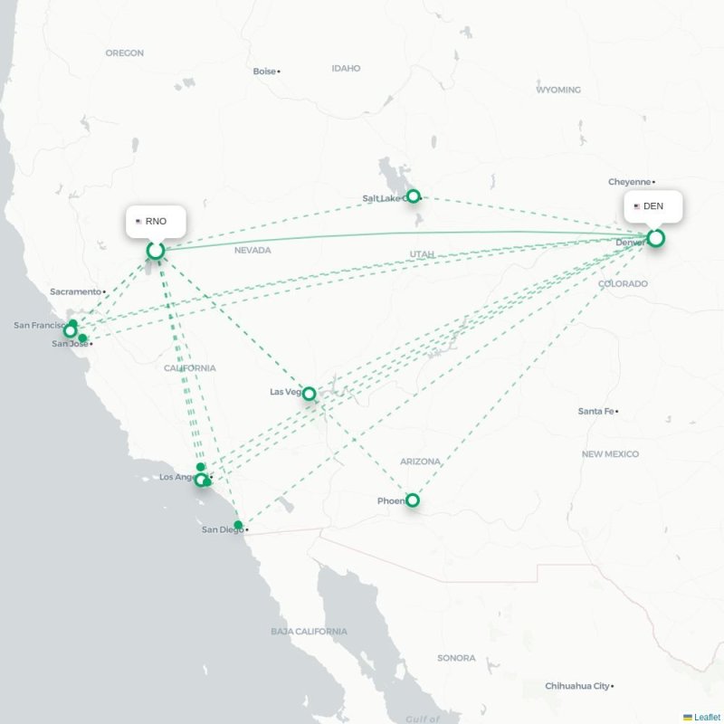 RNO - DEN route map