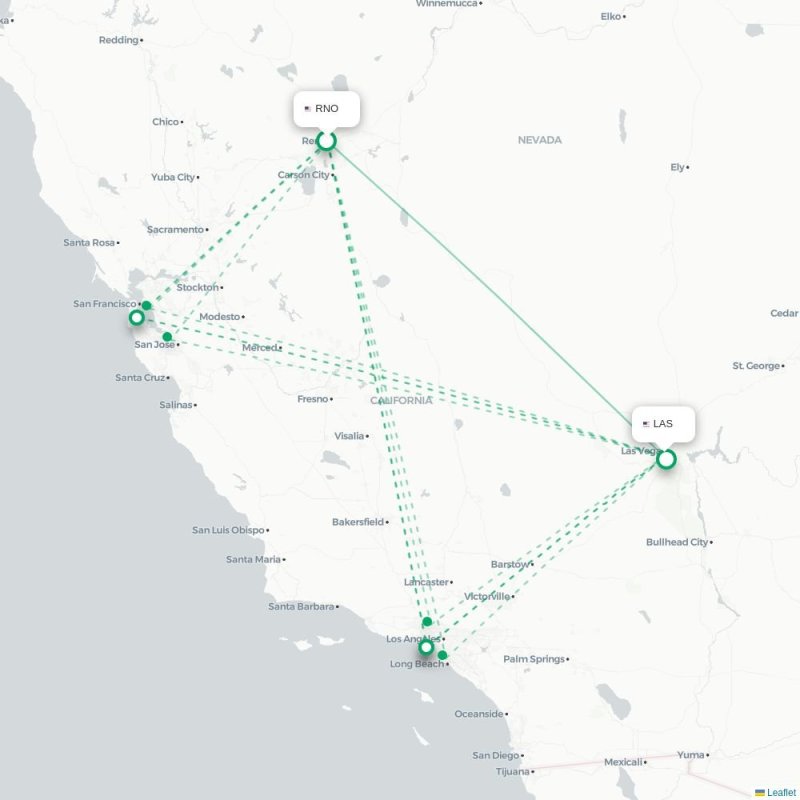 RNO - LAS route map