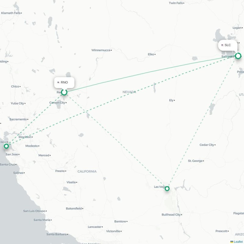 RNO - SLC route map