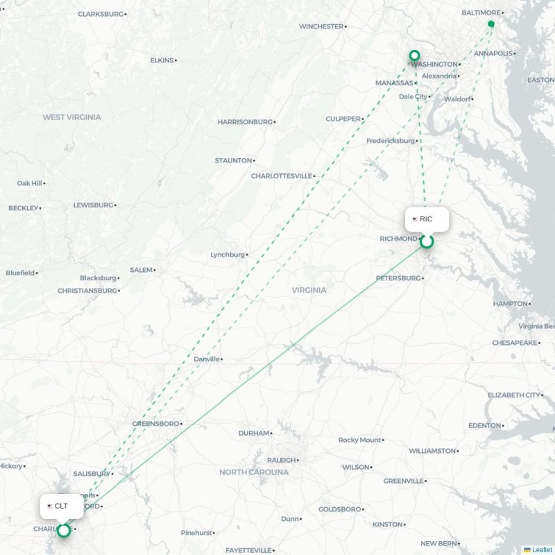 ROA - CLT route map