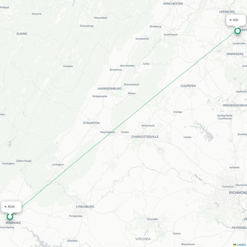 ROA - IAD route map