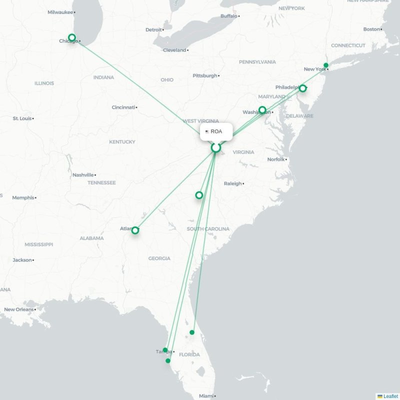 ROA - ORD route map