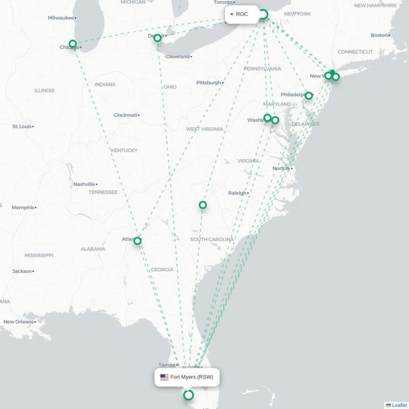 ROC - RSW route map