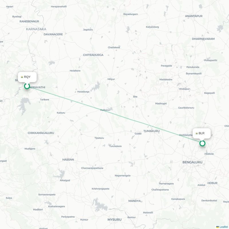 RQY - BLR route map