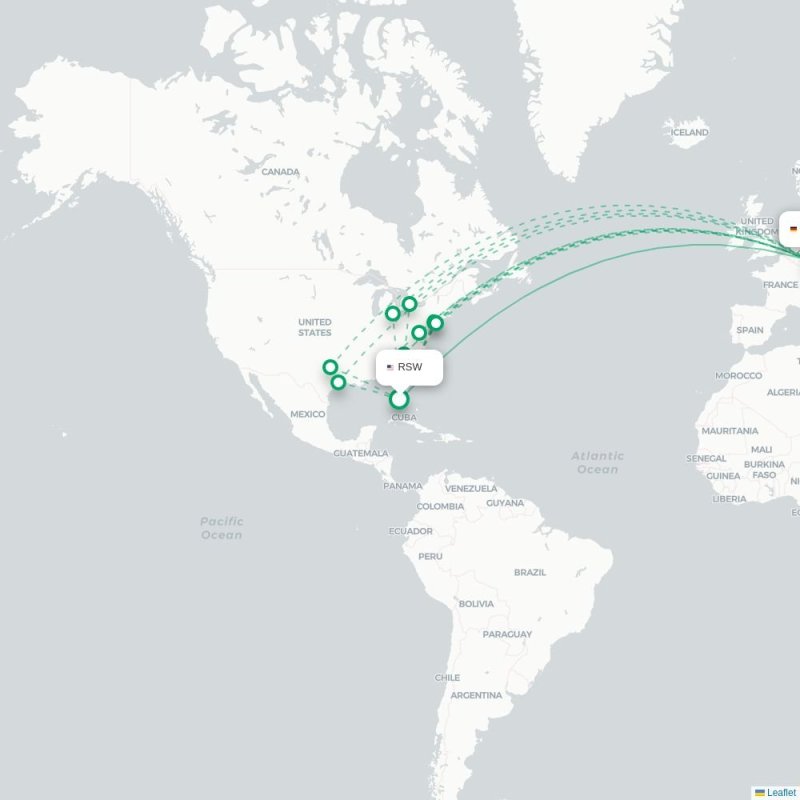RSW - FRA route map