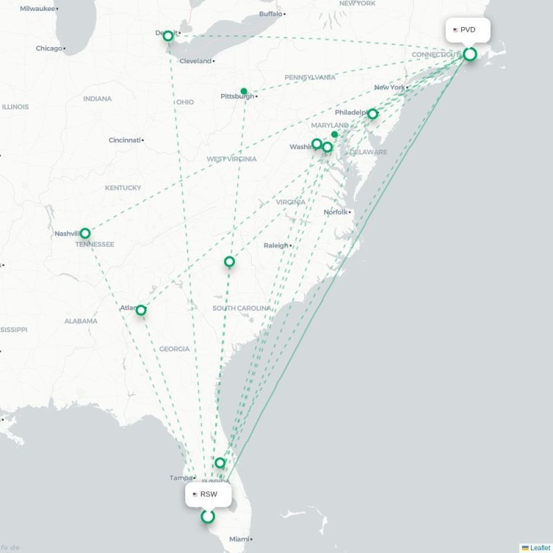 RSW - PVD route map