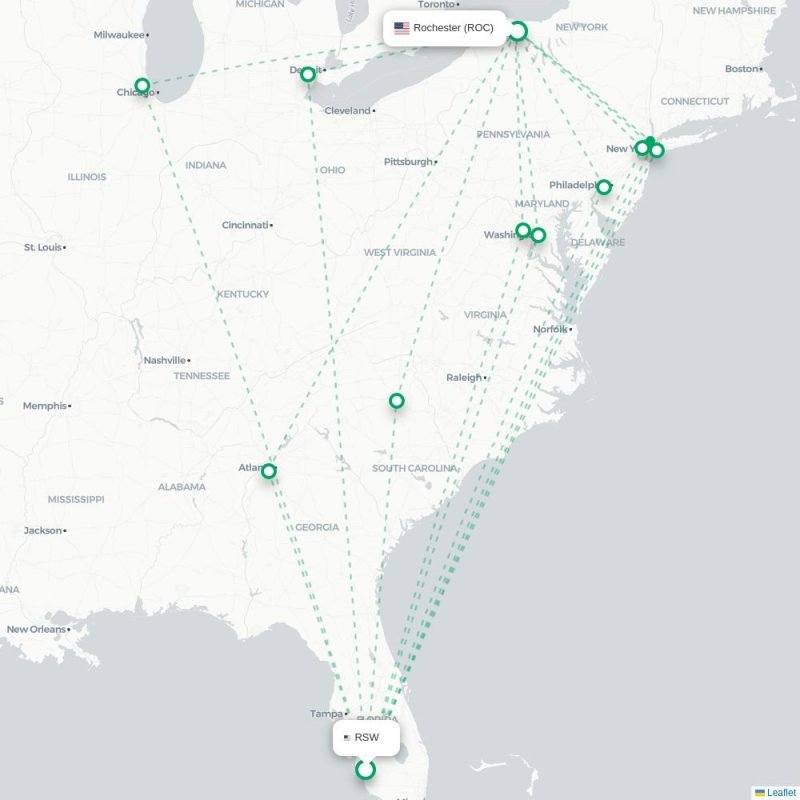 RSW - ROC route map