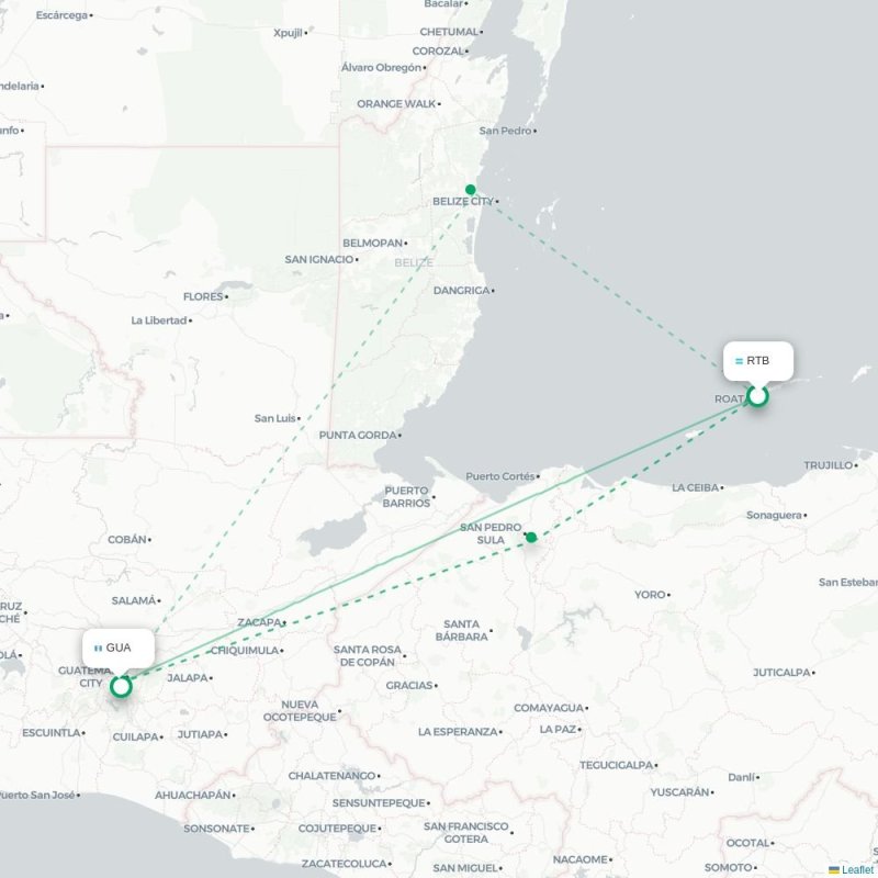 RTB - GUA route map