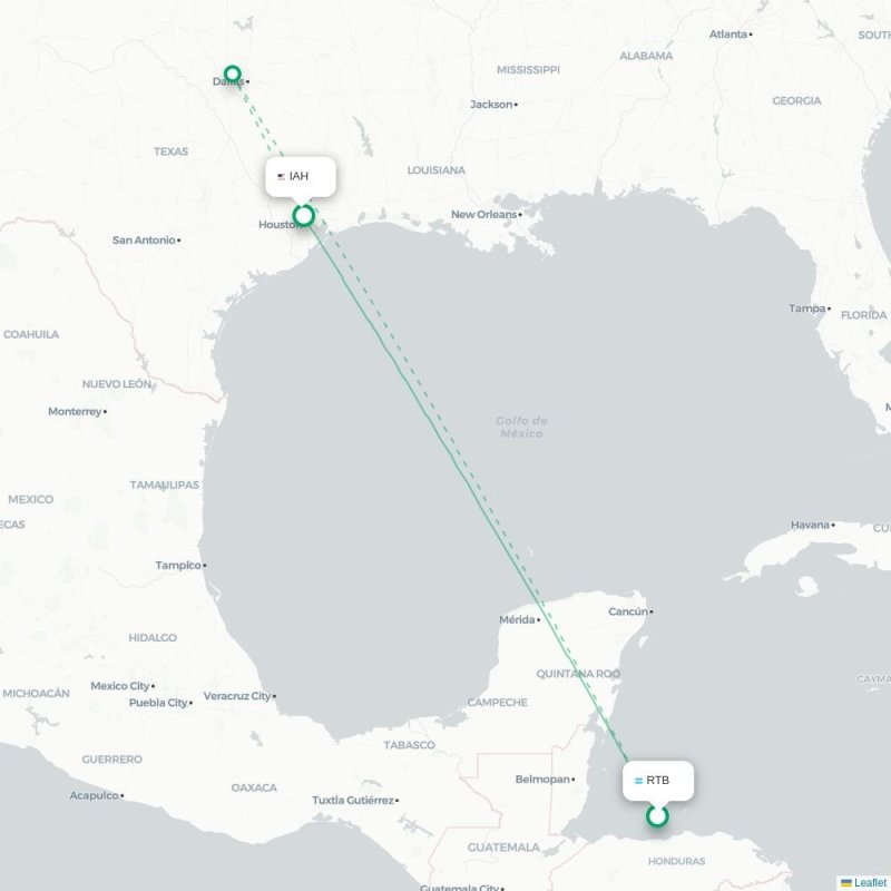 RTB - IAH route map