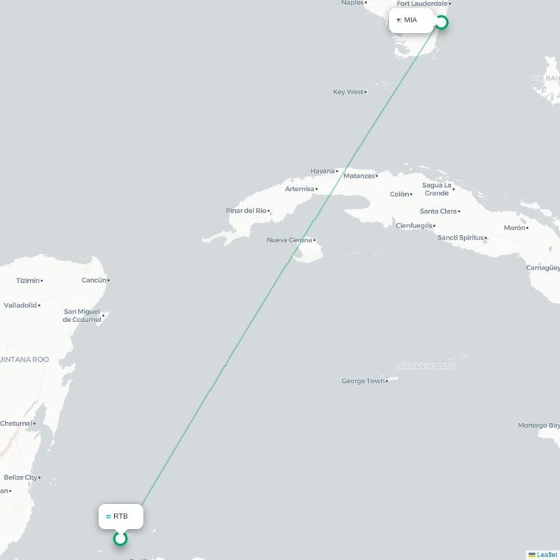 RTB - MIA route map