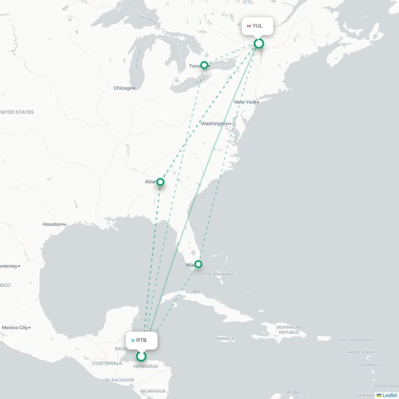 RTB - YUL route map