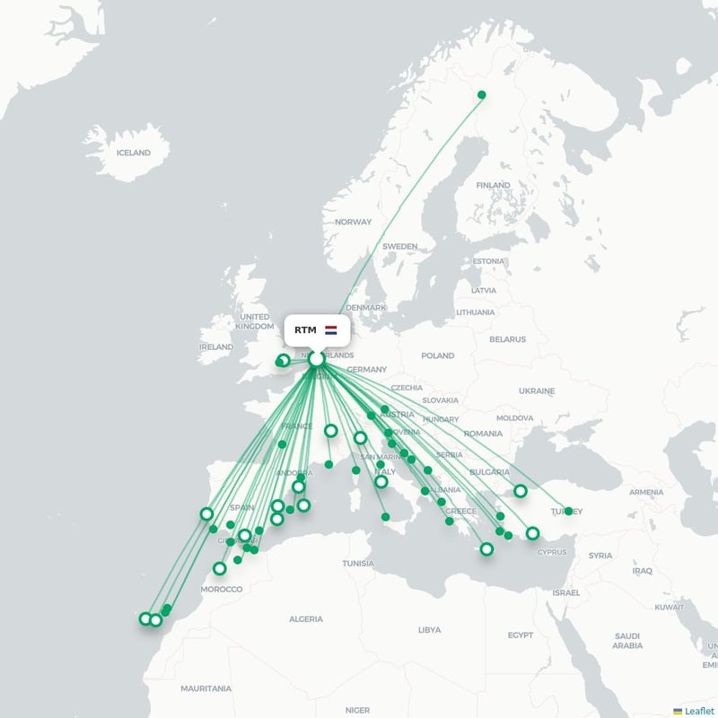 Route map Rotterdam  RTM airport