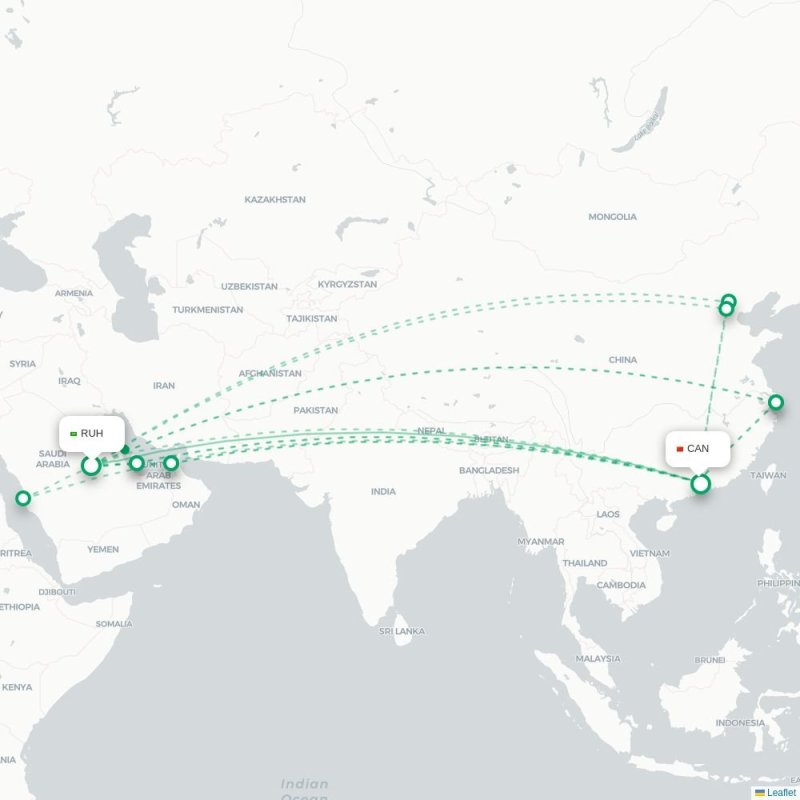 RUH - CAN route map