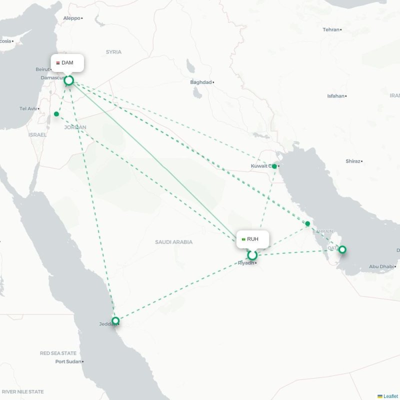 RUH - DAM route map