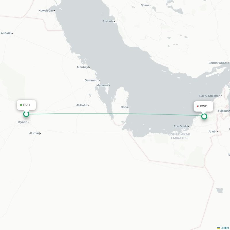 RUH - DWC route map