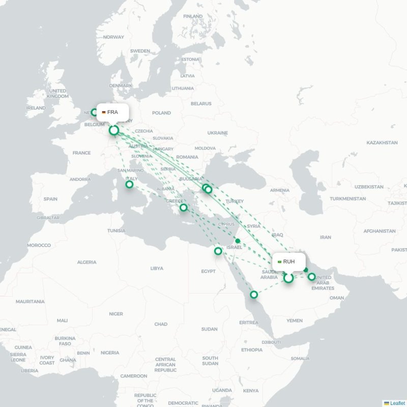 RUH - FRA route map