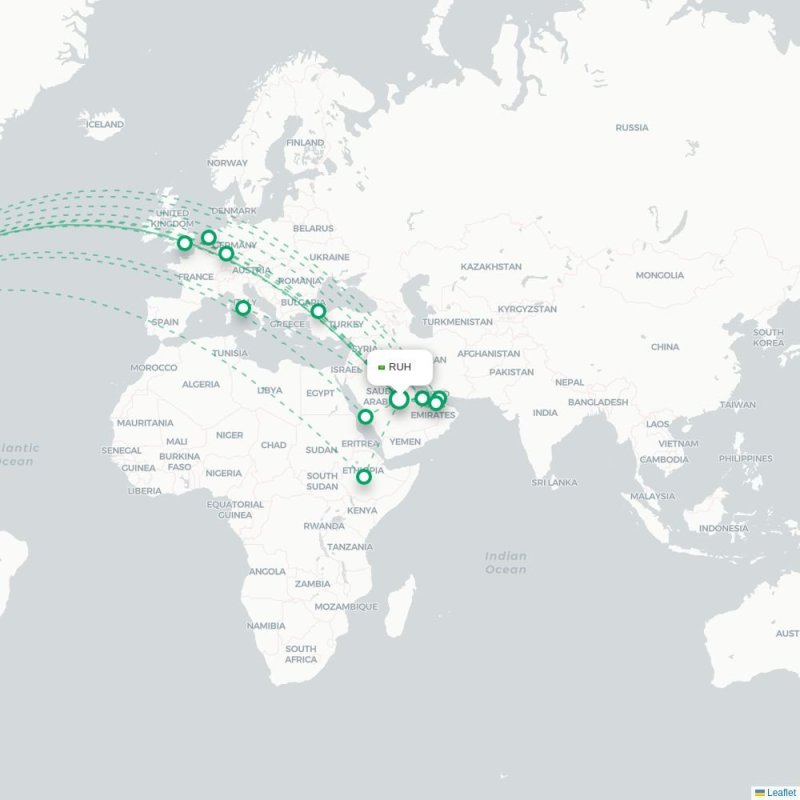 RUH - IAD route map