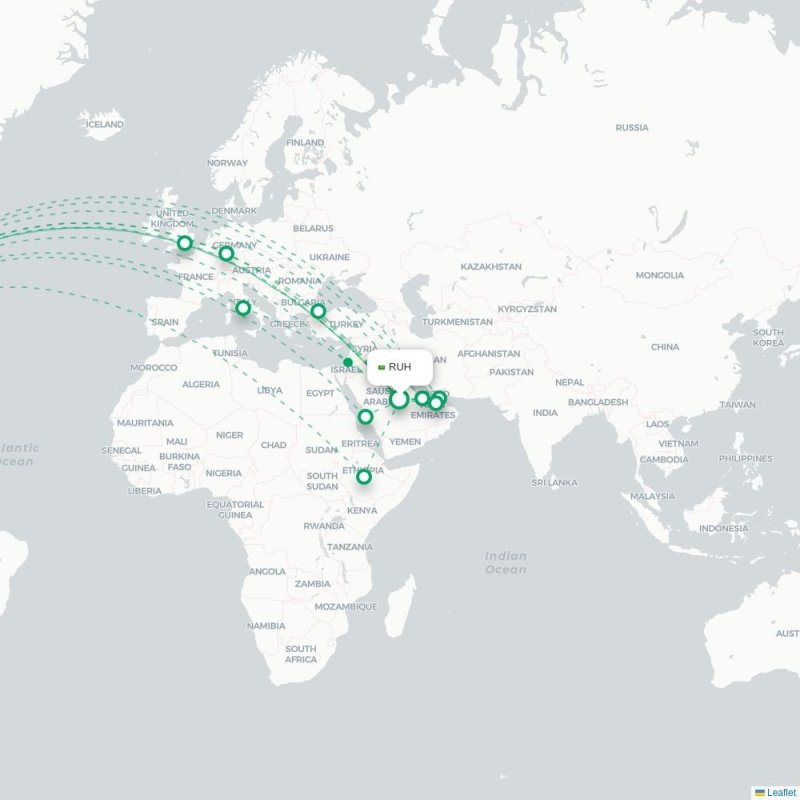 RUH - JFK route map