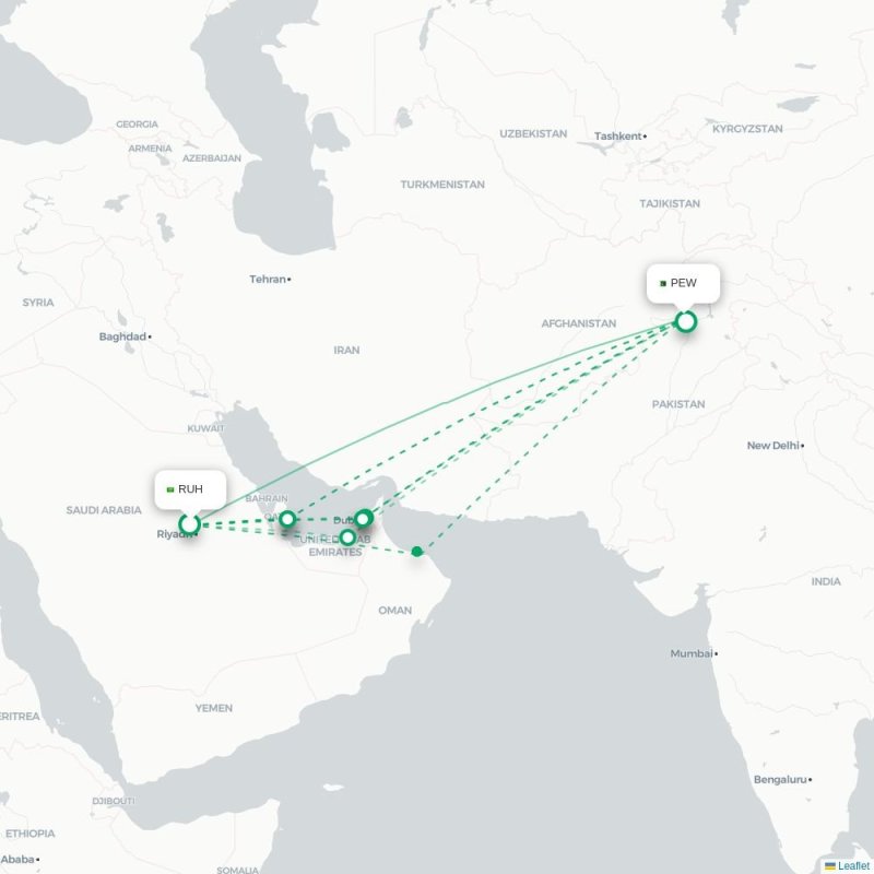 RUH - PEW route map